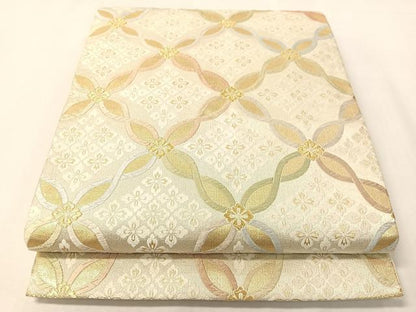 平和屋着物●六通柄袋帯　唐織　織彩　ねじり七宝花文　金糸　正絹　逸品　CABI4312vp