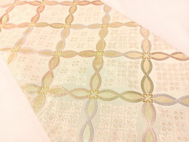 平和屋着物●六通柄袋帯　唐織　織彩　ねじり七宝花文　金糸　正絹　逸品　CABI4312vp