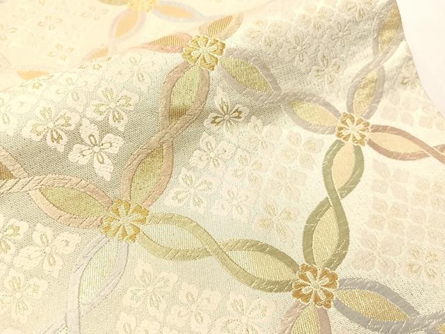 平和屋着物●六通柄袋帯　唐織　織彩　ねじり七宝花文　金糸　正絹　逸品　CABI4312vp
