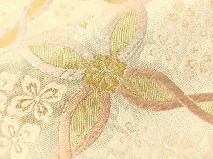 平和屋着物●六通柄袋帯　唐織　織彩　ねじり七宝花文　金糸　正絹　逸品　CABI4312vp