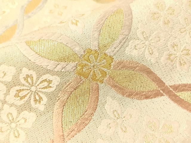 平和屋着物●六通柄袋帯　唐織　織彩　ねじり七宝花文　金糸　正絹　逸品　CABI4312vp