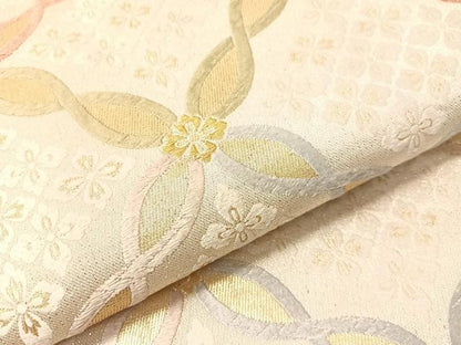 平和屋着物●六通柄袋帯　唐織　織彩　ねじり七宝花文　金糸　正絹　逸品　CABI4312vp