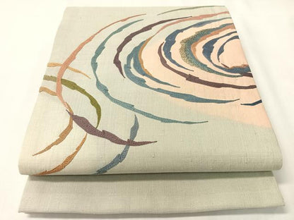 平和屋着物●総刺繍　太鼓柄袋帯　紬地　水面文様　正絹　逸品　CABI4315vp