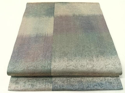 平和屋着物●紋屋井関 御寮織 九寸開き名古屋帯 市松草木文 金糸 正絹 逸品 CABI4316vp
