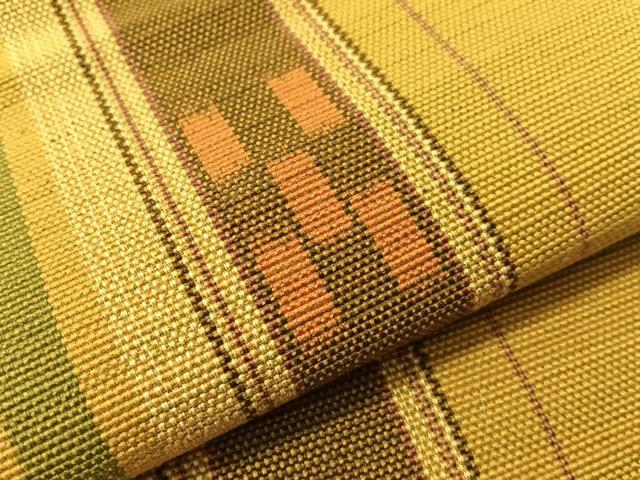 平和屋着物●沖縄県伝統工芸品　八重山ミンサー　手織り　八寸名古屋帯　間道　綿　逸品　CABI4319vp