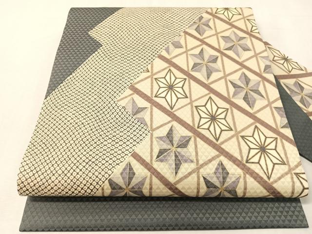 平和屋着物●九寸名古屋帯 麻の葉文様 金彩 正絹 逸品 CABI4321vp