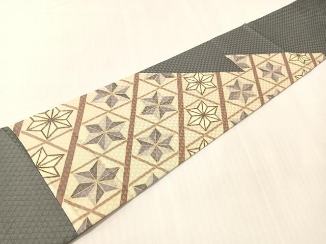 平和屋着物●九寸名古屋帯 麻の葉文様 金彩 正絹 逸品 CABI4321vp