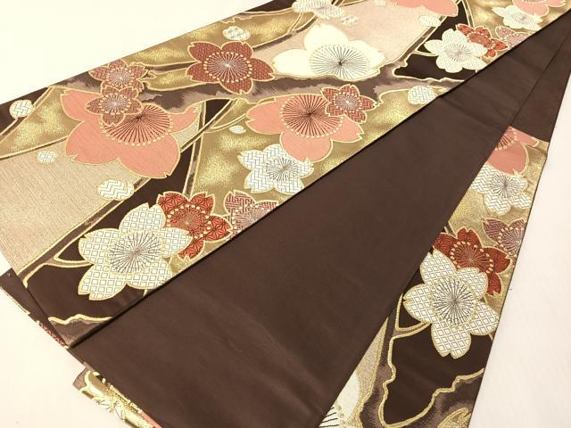 平和屋着物●六通柄袋帯　唐織　枝桜　金銀糸　正絹　逸品　CABI4323vp