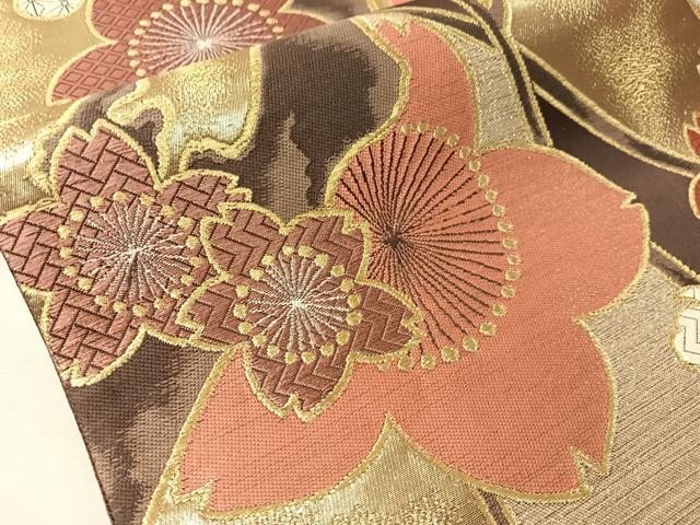 平和屋着物●六通柄袋帯　唐織　枝桜　金銀糸　正絹　逸品　CABI4323vp