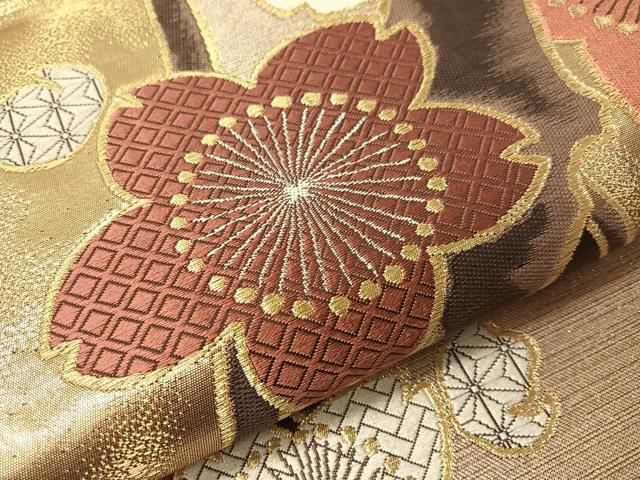 平和屋着物●六通柄袋帯　唐織　枝桜　金銀糸　正絹　逸品　CABI4323vp