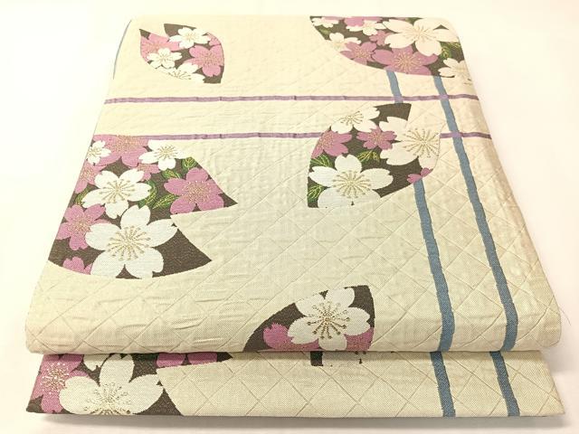 平和屋着物●両面　六通柄袋帯　紫野美術工芸　舞桜　猿　金糸　正絹　逸品　CABI4325vp