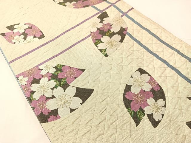 平和屋着物●両面　六通柄袋帯　紫野美術工芸　舞桜　猿　金糸　正絹　逸品　CABI4325vp