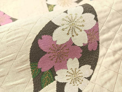 平和屋着物●両面　六通柄袋帯　紫野美術工芸　舞桜　猿　金糸　正絹　逸品　CABI4325vp