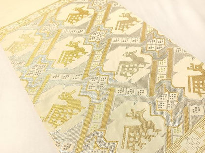 平和屋着物●龍村平蔵製　六通柄　本袋帯　有栖川鹿手　金銀糸　正絹　逸品　CABI4327vp