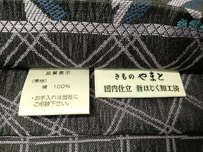 平和屋着物▽西陣 弥栄織物謹製 両面 六通柄袋帯 スリーシーズン 春夏秋 櫛織 花唐草文 やまと誂製 証紙付き 正絹 逸品 未使用 CABI4328vp