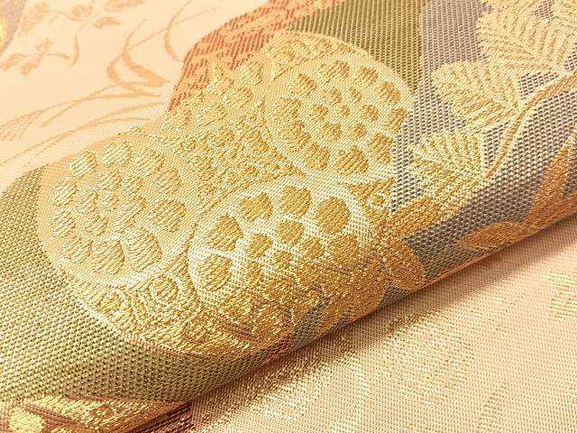 平和屋着物●西陣　川島織物　六通柄　本袋帯　道長吉祥文　金糸　正絹　逸品　CABI4334vp