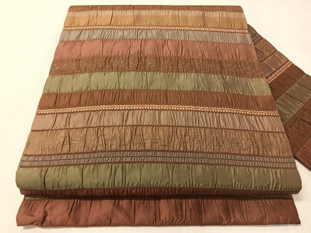 平和屋着物●九寸名古屋帯　横段文　銀糸　正絹　逸品　CABI4337vp