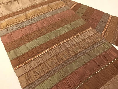 平和屋着物●九寸名古屋帯　横段文　銀糸　正絹　逸品　CABI4337vp