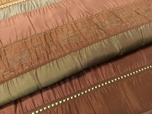 平和屋着物●九寸名古屋帯　横段文　銀糸　正絹　逸品　CABI4337vp