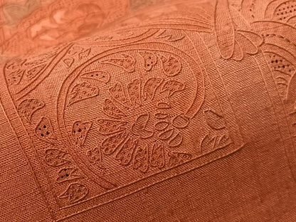 平和屋着物●中国三大刺繍　スワトウ相良刺繍　総刺繍　太鼓柄袋帯　紬地　扇面御所車花文　正絹　逸品　CABI4343vp