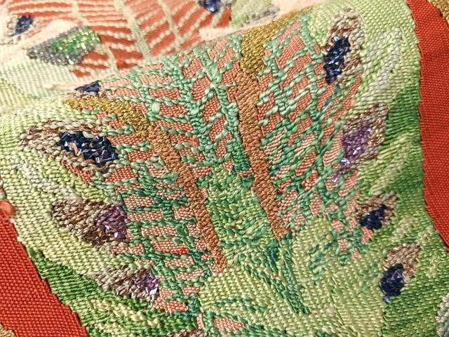 平和屋着物●手織綴れ　山鹿清華　太鼓柄京袋帯　孔雀文　金糸　正絹　逸品　CABI4348vp