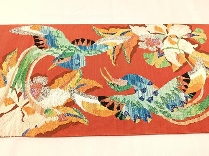 平和屋着物●手織綴れ　山鹿清華　太鼓柄京袋帯　孔雀文　金糸　正絹　逸品　CABI4348vp