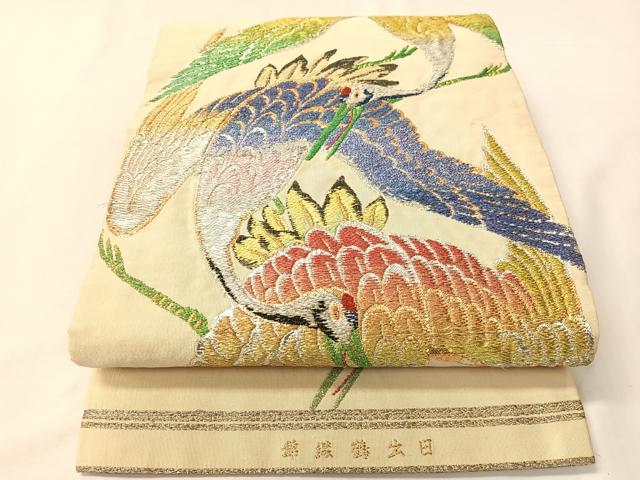平和屋着物●龍村平蔵製　丸帯　日出鶴綴錦　金銀糸　正絹　逸品　CABI4349vp