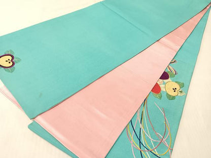 平和屋着物●アンティーク　大正ロマン　太鼓柄袋帯　総刺繍　束ね花文　金糸　正絹　逸品　CABI4350vp