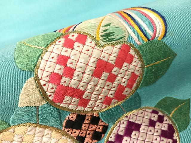 平和屋着物●アンティーク　大正ロマン　太鼓柄袋帯　総刺繍　束ね花文　金糸　正絹　逸品　CABI4350vp