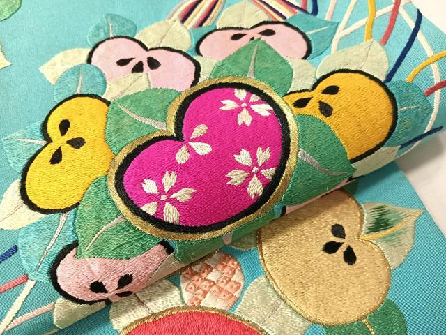平和屋着物●アンティーク　大正ロマン　太鼓柄袋帯　総刺繍　束ね花文　金糸　正絹　逸品　CABI4350vp