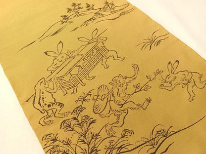 平和屋着物●西陣　勝山織物謹製　六通柄　本袋帯　高山寺　鳥獣戯画　正絹　逸品　CABI4357vp
