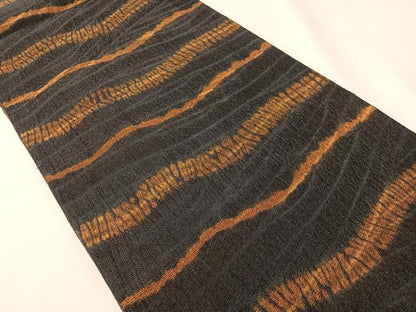 平和屋着物▽両面　全通柄袋帯　スリーシーズン　春夏秋　絞り　よろけ縞　正絹　逸品　未使用　CABI4358vp