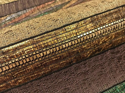 平和屋着物●両面　全通柄袋帯　櫛織　横段文　金糸　正絹　逸品　CABI4359vp
