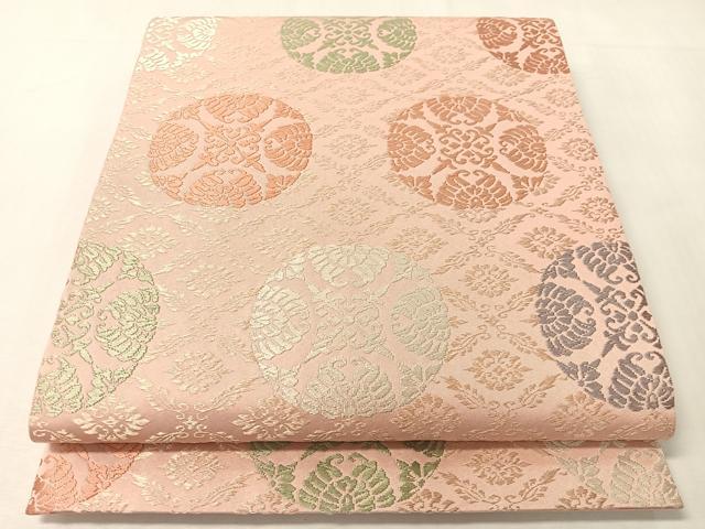 平和屋着物●西陣の名門　加納幸謹製　六通柄袋帯　唐織　花唐草丸文　金糸　正絹　逸品　CABI4368vp