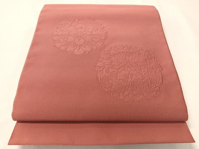 平和屋着物●名門 浅田綴 爪掻き本綴れ 八寸名古屋帯 能衣丸文 長春色 品質保証書付き 正絹 逸品 未使用 CABI4372vp