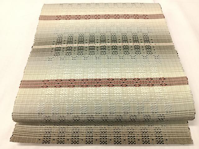 平和屋着物●八寸名古屋帯　花織　横段文　正絹　逸品　CABI4373vp