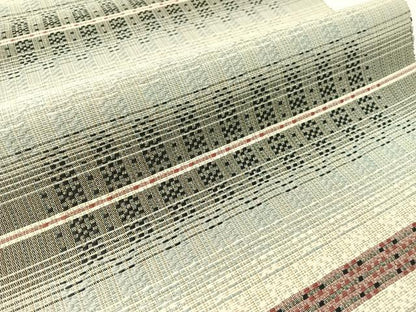 平和屋着物●八寸名古屋帯　花織　横段文　正絹　逸品　CABI4373vp