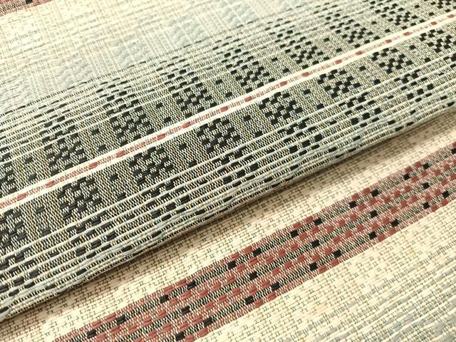 平和屋着物●八寸名古屋帯　花織　横段文　正絹　逸品　CABI4373vp