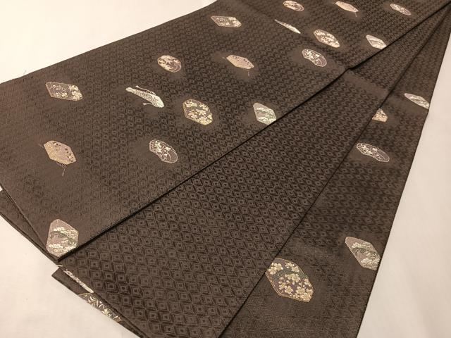 平和屋着物●六通柄袋帯　唐織　文箱花文　金銀糸　正絹　逸品　CABI4379vp