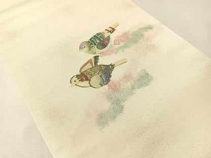 平和屋着物●九寸開き名古屋帯　飛鳥文　銀彩　正絹　逸品　CABI4380vp
