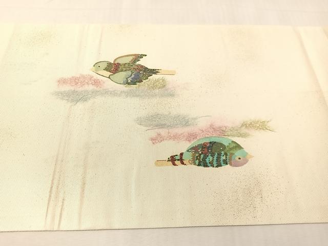 平和屋着物●九寸開き名古屋帯　飛鳥文　銀彩　正絹　逸品　CABI4380vp