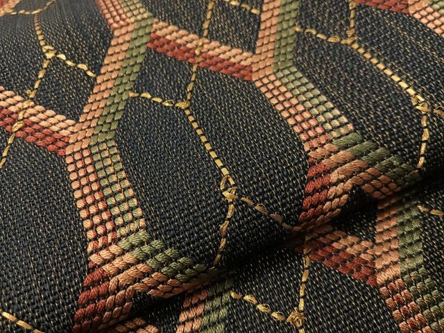 平和屋着物●八寸名古屋帯　網目文様　金糸　正絹　逸品　CABI4386vp