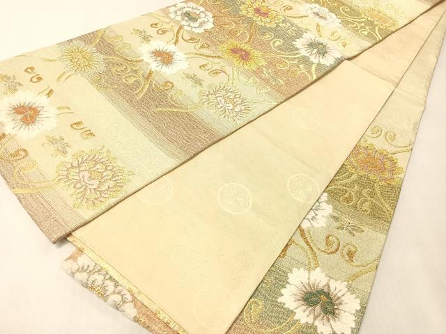平和屋着物●六通柄袋帯　モール　更紗唐草文　金糸　正絹　逸品　CABI4388vp