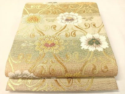 平和屋着物●六通柄袋帯　モール　更紗唐草文　金糸　正絹　逸品　CABI4388vp