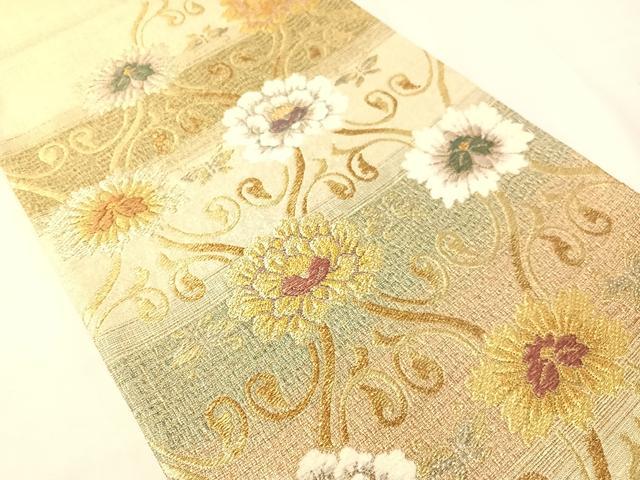 平和屋着物●六通柄袋帯　モール　更紗唐草文　金糸　正絹　逸品　CABI4388vp