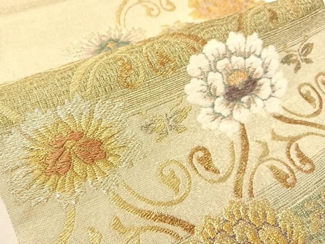 平和屋着物●六通柄袋帯　モール　更紗唐草文　金糸　正絹　逸品　CABI4388vp