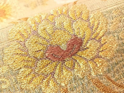 平和屋着物●六通柄袋帯　モール　更紗唐草文　金糸　正絹　逸品　CABI4388vp