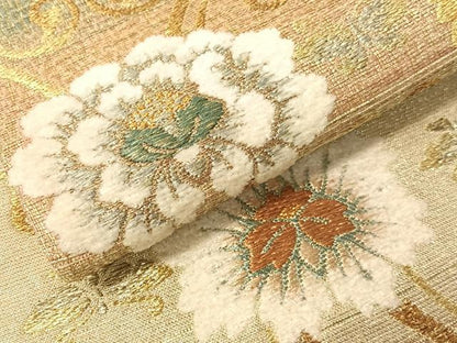 平和屋着物●六通柄袋帯　モール　更紗唐草文　金糸　正絹　逸品　CABI4388vp