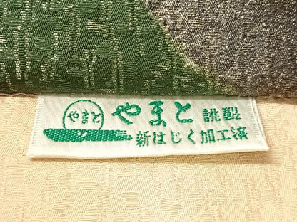 平和屋着物●十日町 名門青柳高級ブランド　大喜百花　全通柄袋帯　駒刺繍　立波舞桜　銀通し地　やまと誂製　正絹　逸品　CABI4390vp