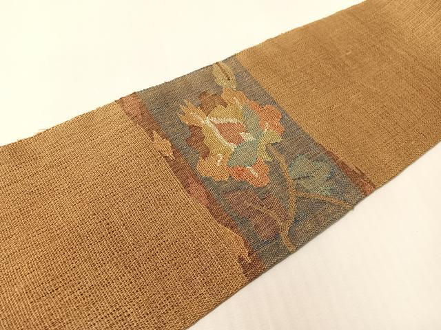 平和屋着物▽八寸名古屋帯　スリーシーズン　春夏秋　紬地　更紗唐草文　正絹　逸品　CABI4392vp